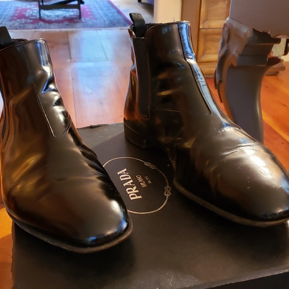 Prada Black Leather Dress Boots